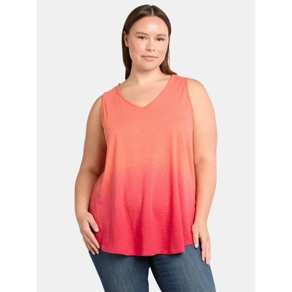 Terra & Sky Women’s Plus Size Twist Back Tank Top 4X 28W-30W raspberry ombre - Picture 4 of 4